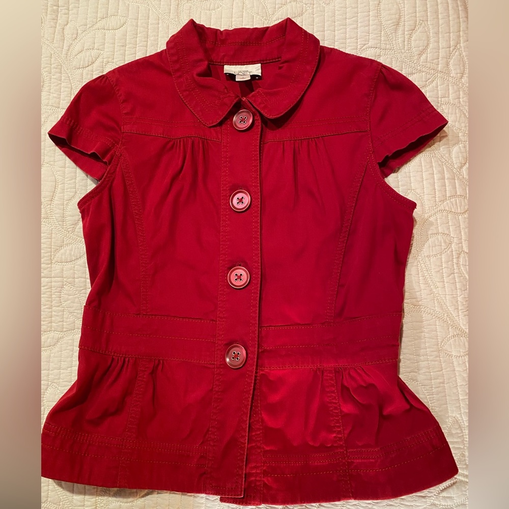 Ann Taylor LOFT Button Down Cap Sleeve Jacket